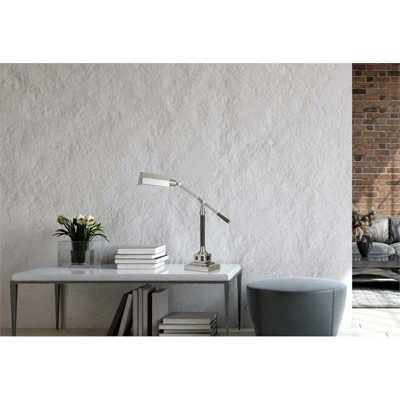 Flash Sale π Cal Lighting Angelton 6.75" Durable Metal Desk Lamp With Wood Accent In Silver π₯ - Image 3