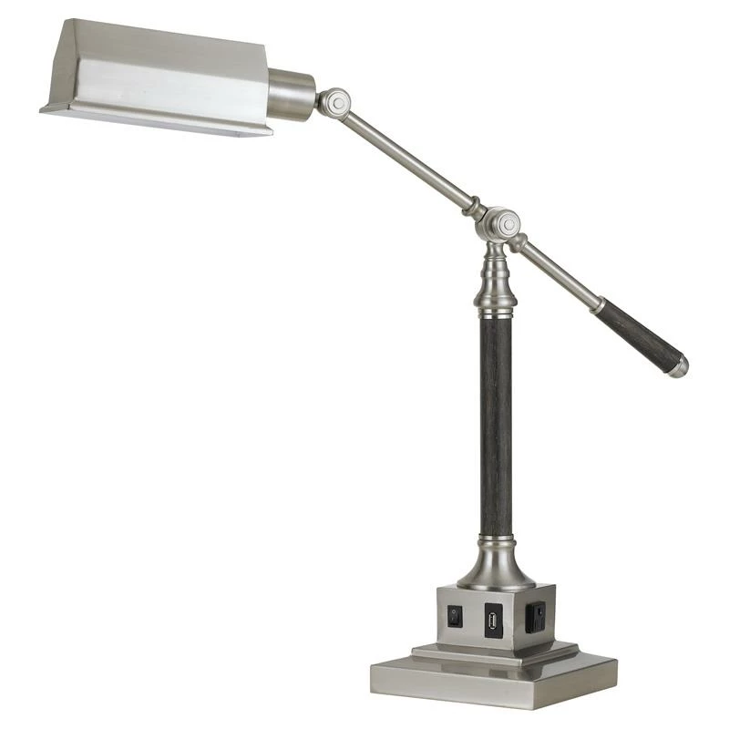 Flash Sale π Cal Lighting Angelton 6.75" Durable Metal Desk Lamp With Wood Accent In Silver π₯