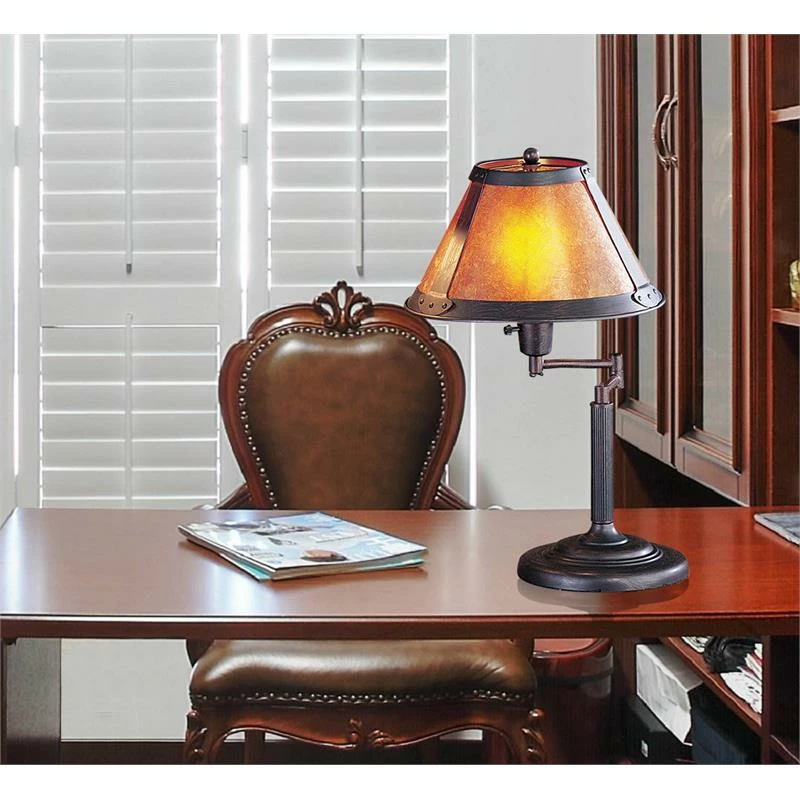 Buy π Cal Lighting 11.5" Traditional Metal Desk Lamp In Brown/Natural β€οΈ - Image 2