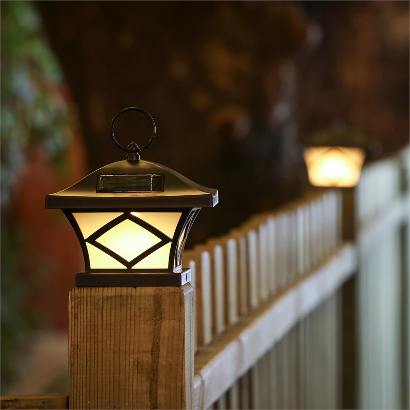 New π₯° Luxen Home LuxenHome Set Of 2 Black Plastic Solar Post Lights π - Image 3