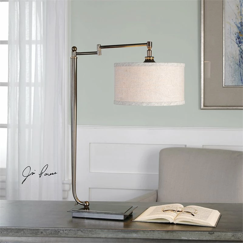 Budget β Uttermost Lamine Desk Table Lamp In Dark Bronze And Beige π - Image 2
