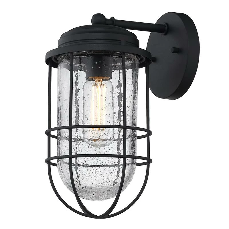 Deals π Golden Lighting Seaport 1-Light Metal Outdoor Wall Sconce In Black π