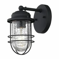Brand new 𧨠Golden Lighting Seaport 1-Light Metal Outdoor Wall Sconce In Black β¨