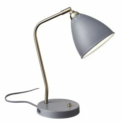 Promo 😍 Adesso Home Chelsea Metal Desk Lamp In Antique Brass And Gray 🧨