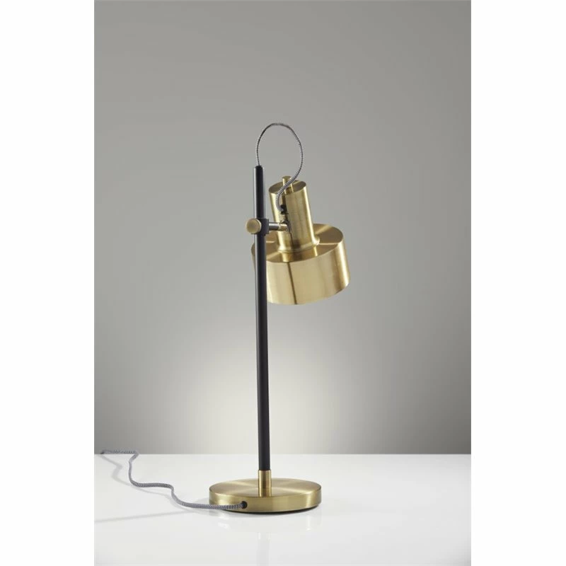 Flash Sale π Adesso Home Clayton Metal Desk Lamp In Matte Black And Antique Brass π - Image 2