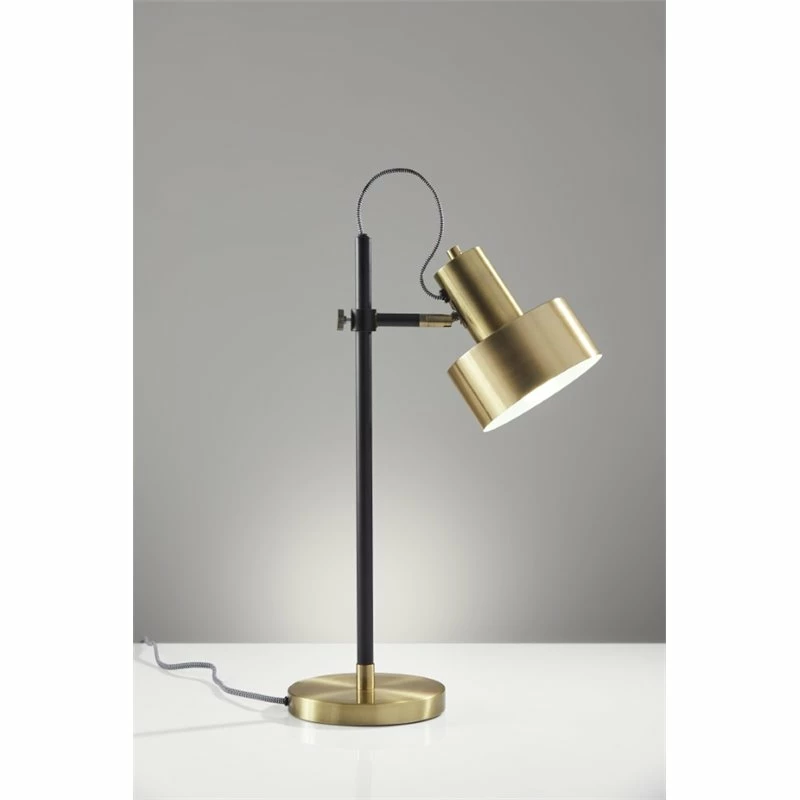 Flash Sale π Adesso Home Clayton Metal Desk Lamp In Matte Black And Antique Brass π - Image 3