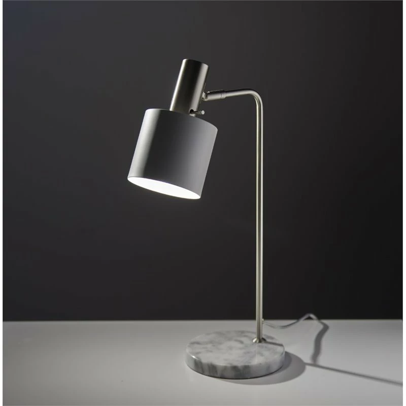 Hot Sale π₯° Adesso Home Emmett Metal Desk Lamp In White And Brushed Steel π - Image 4