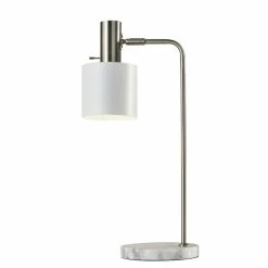 Hot Sale π₯° Adesso Home Emmett Metal Desk Lamp In White And Brushed Steel π