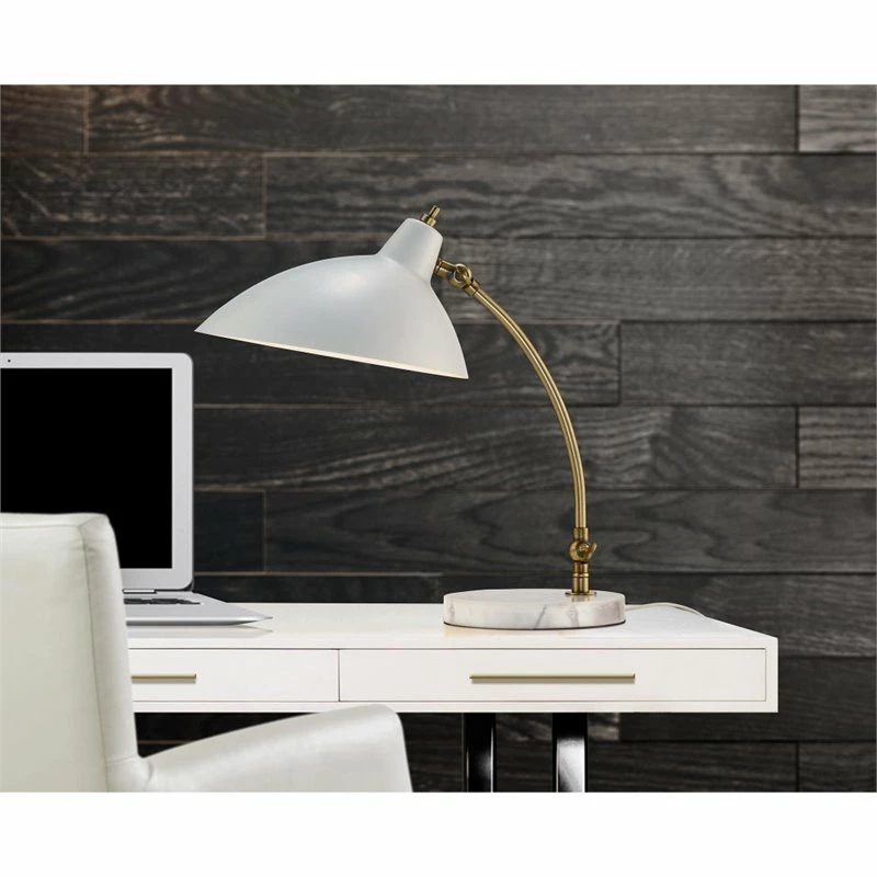 Promo π Adesso Home Peggy Metal Desk Lamp In White And Antique Brass π - Image 2