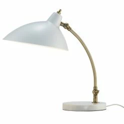 Promo 🎉 Adesso Home Peggy Metal Desk Lamp In White And Antique Brass 👍