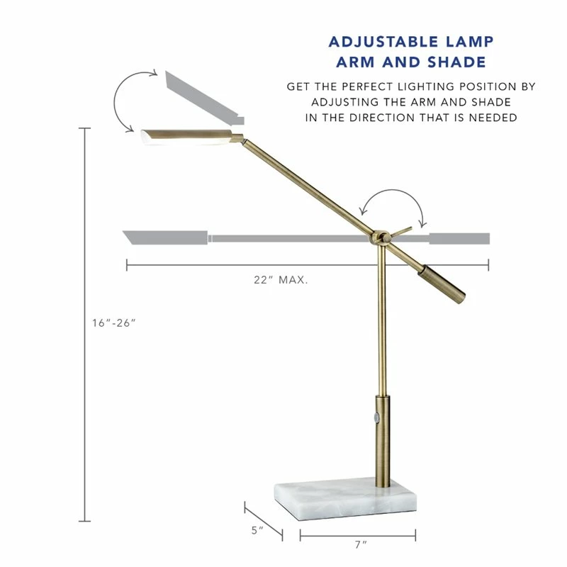Buy β€οΈ Adesso Home Vera Metal LED Desk Lamp In Antique Brass π€© - Image 4