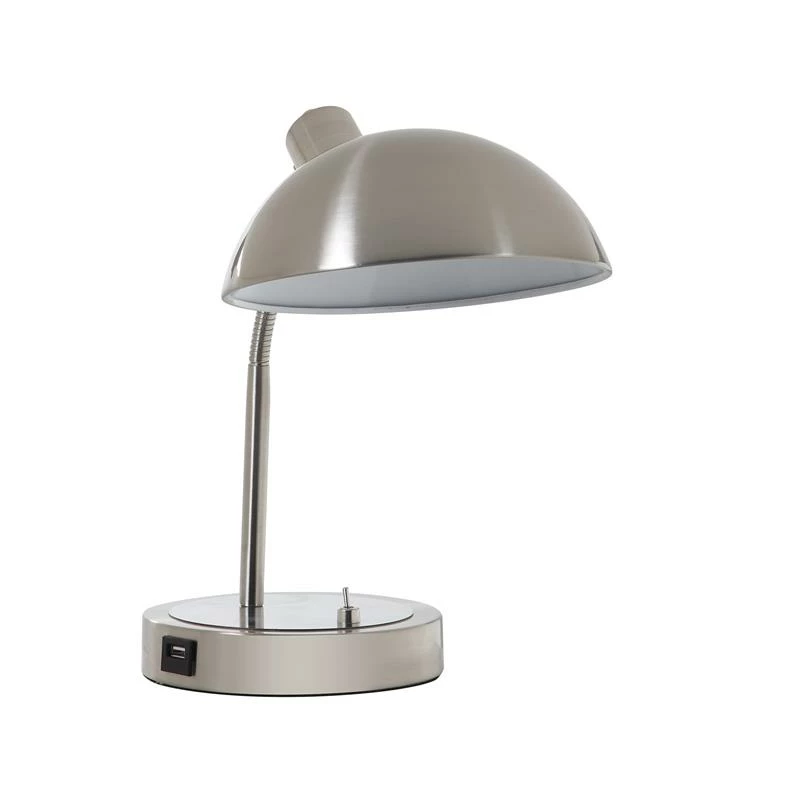 Deals π ORE International 13.75" Metal Flexible Neck Desk Lamp In Brush Silver β€οΈ - Image 2