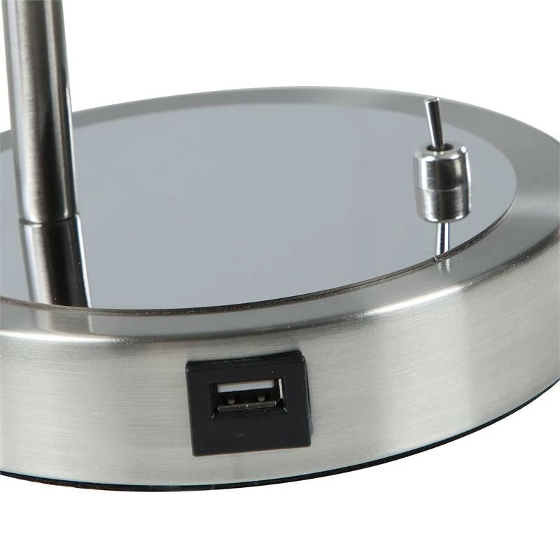 Deals π ORE International 13.75" Metal Flexible Neck Desk Lamp In Brush Silver β€οΈ - Image 3