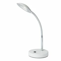 Cheap π ORE International Metal Goose Neck Table LED Lamp With Saucer Design In White π€©