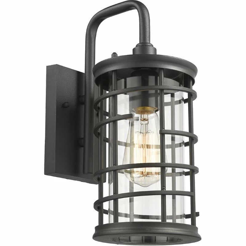 New π Chloe Lighting CHLOE Laurel Industrial 1 Light Textured Black Outdoor Wall Sconce 13" Tall βοΈ