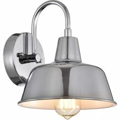 Outlet ✔️ Chloe Lighting CHLOE Ironclad Industrial 1 Light Chrome Indoor Wall Sconce 9" Wide ❤️