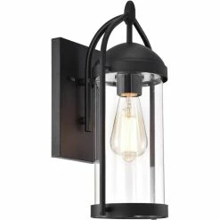 Promo 🌟 Chloe Lighting CHLOE Hollis Transitional 1 Light Textured Black Outdoor Wall Sconce 15" Height ✔️