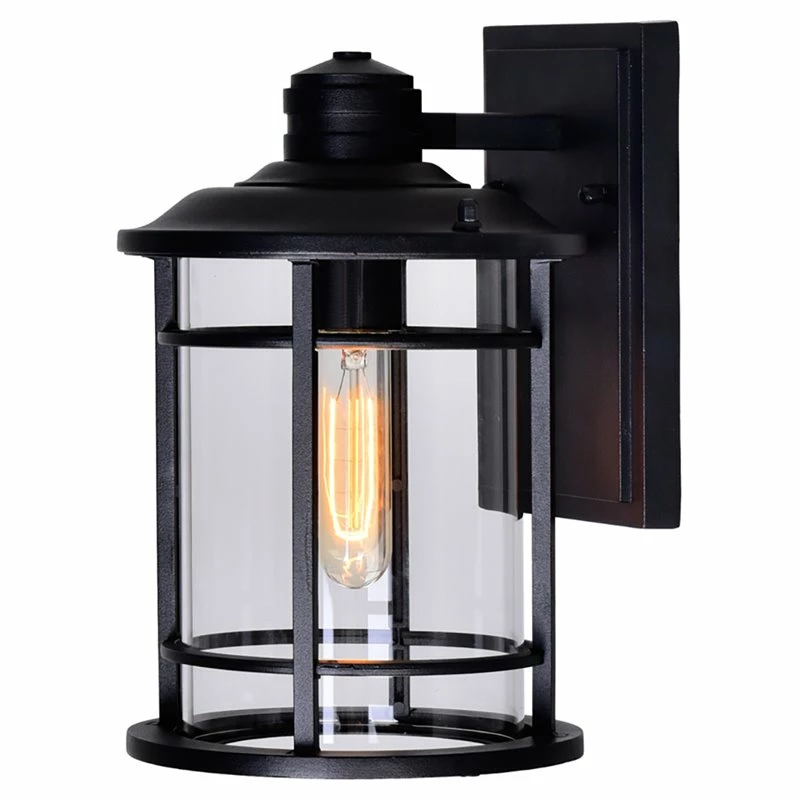 Promo 𧨠CWI Lighting Belmont 1-Light Farmhouse Metal Outdoor Wall Lantern In Black π