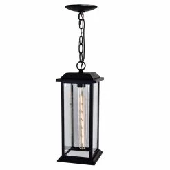 Best Sale 🔔 CWI Lighting Blackbridge 1-Light Farmhouse Metal Outdoor Pendant In Black ⌛