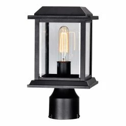 Budget 🛒 CWI Lighting Blackbridge 1-Light Farmhouse Metal Outdoor Lantern Head In Black ⌛