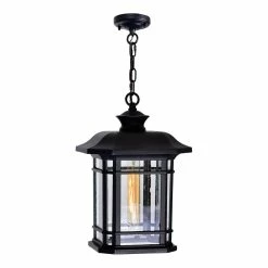 Flash Sale ❤️ CWI Lighting Blackburn 1-Light Farmhouse Metal Light Outdoor Pendant In Black 🔥