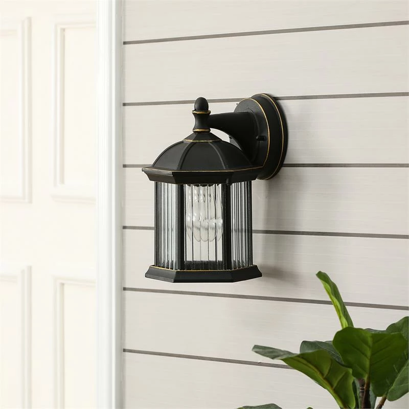 Hot Sale β Luxen Home LuxenHome Black/Gold Metal Outdoor Wall Sconce Light π - Image 2