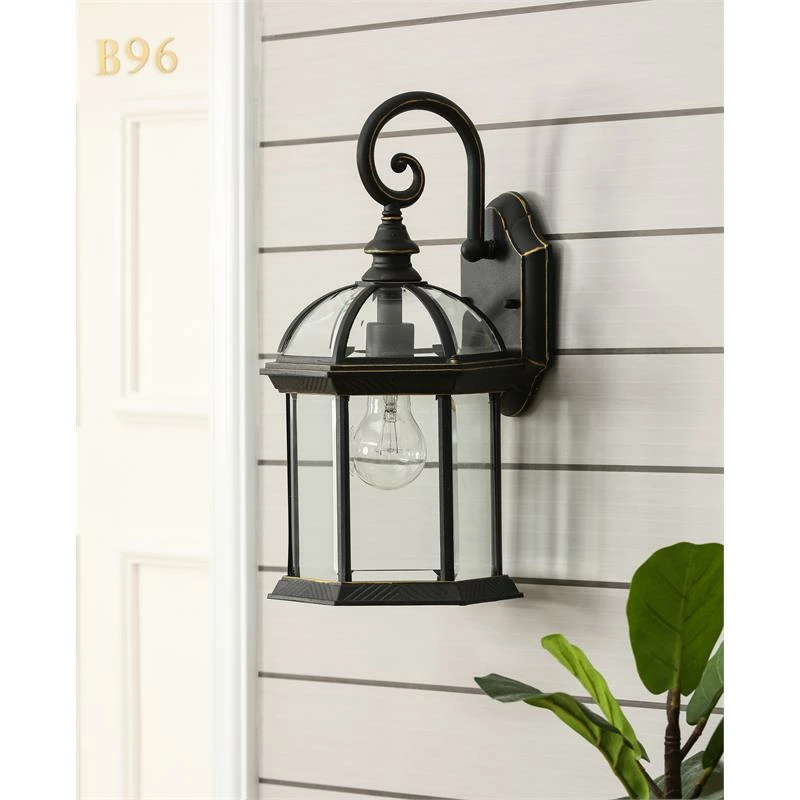 Cheapest π Luxen Home LuxenHome Black/Gold Metal Outdoor Hanging Wall Sconce Light π - Image 2