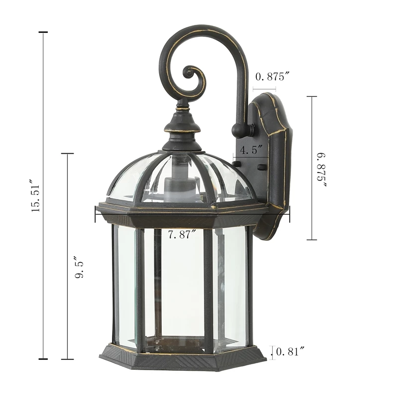 Cheapest π Luxen Home LuxenHome Black/Gold Metal Outdoor Hanging Wall Sconce Light π - Image 12