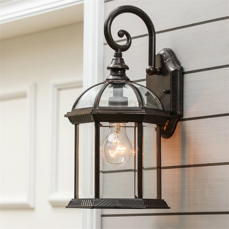 New π₯° Luxen Home LuxenHome Aged Copper Finish Metal Outdoor Hanging Wall Sconce Light 𧨠- Image 10
