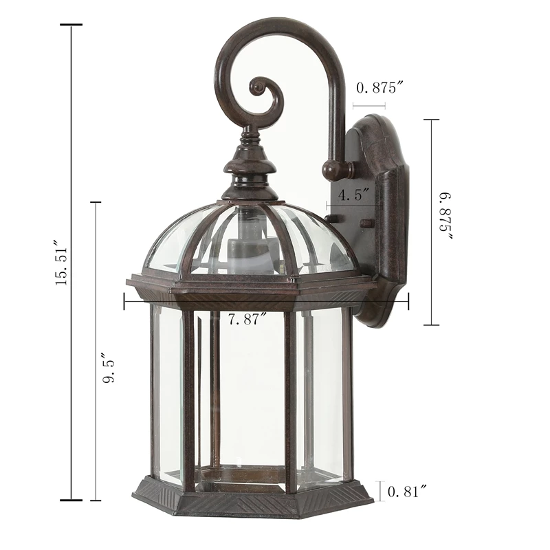New π₯° Luxen Home LuxenHome Aged Copper Finish Metal Outdoor Hanging Wall Sconce Light 𧨠- Image 7