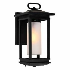 Discount ✔️ CWI Lighting Granville 1-light Farmhouse Metal Outdoor Wall Lantern In Black ⭐