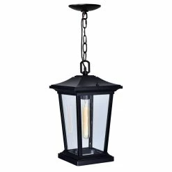 Best Pirce 😍 CWI Lighting Leawood 1-light Farmhouse Metal Outdoor Hanging Light In Black ⭐