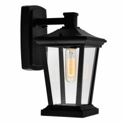 Best Pirce 👏 CWI Lighting Leawood 12.4" 1-light Farmhouse Metal Outdoor Wall Light In Black ⌛