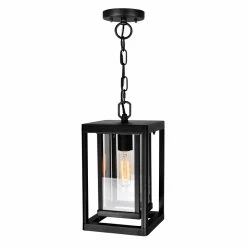 Cheapest 😍 CWI Lighting Mulvane 1-light Farmhouse Metal Outdoor Hanging Light In Black 👏