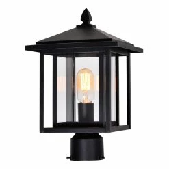 Best Pirce 🌟 CWI Lighting Crawford 1-light Farmhouse Metal Outdoor Lantern Head In Black 😉