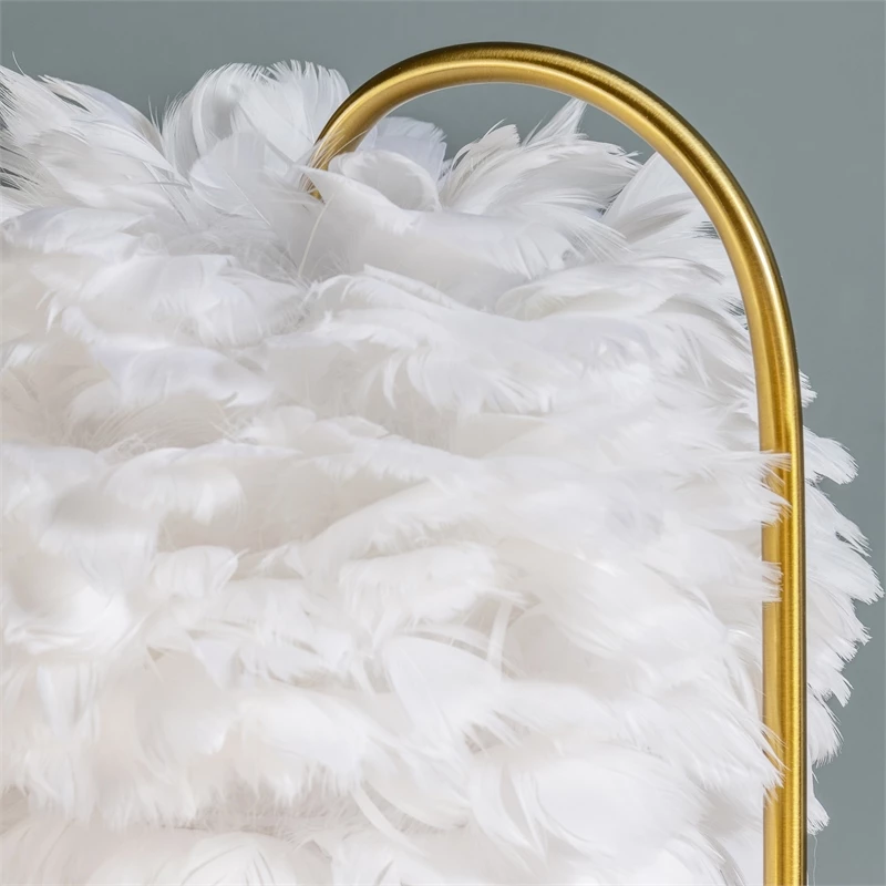 Buy π Evolution Metal Task Lamp With White Faux Feather Shade In Gold π - Image 4