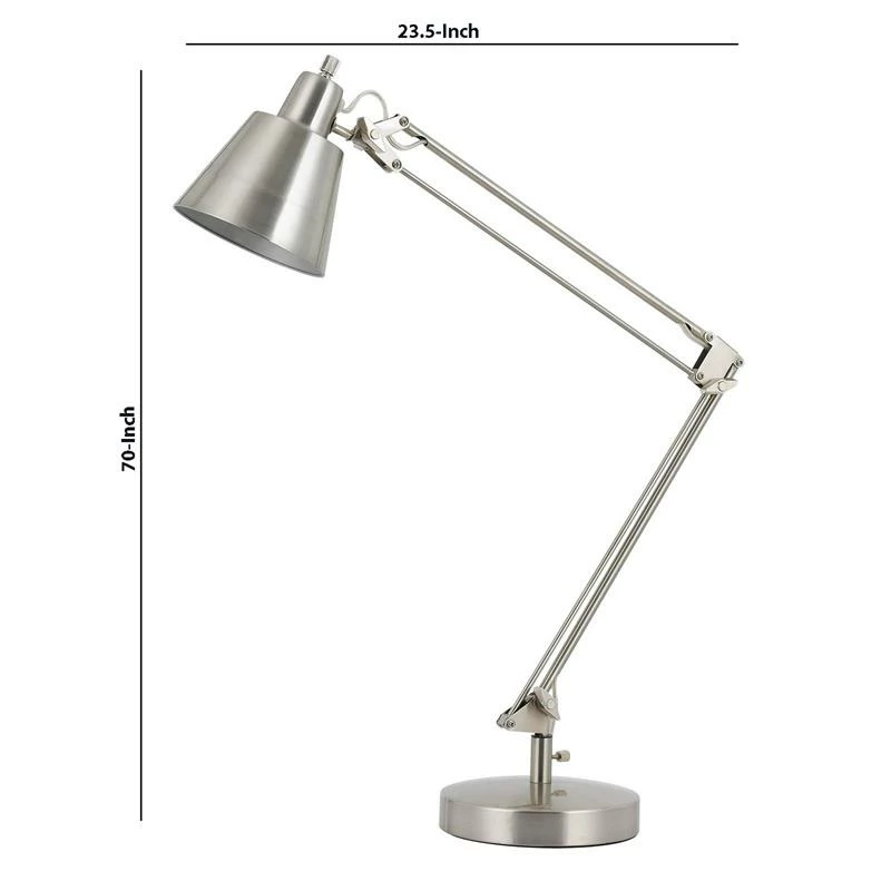 Flash Sale 𧨠Benzara 60W Metal Task Lamp With Adjustable Arms And Swivel Head With Set Of 2 In Silver π― - Image 6