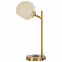 Budget 🌟 Bowery Hill Single Metal Desk Lamp In Gold & Amber 🧨