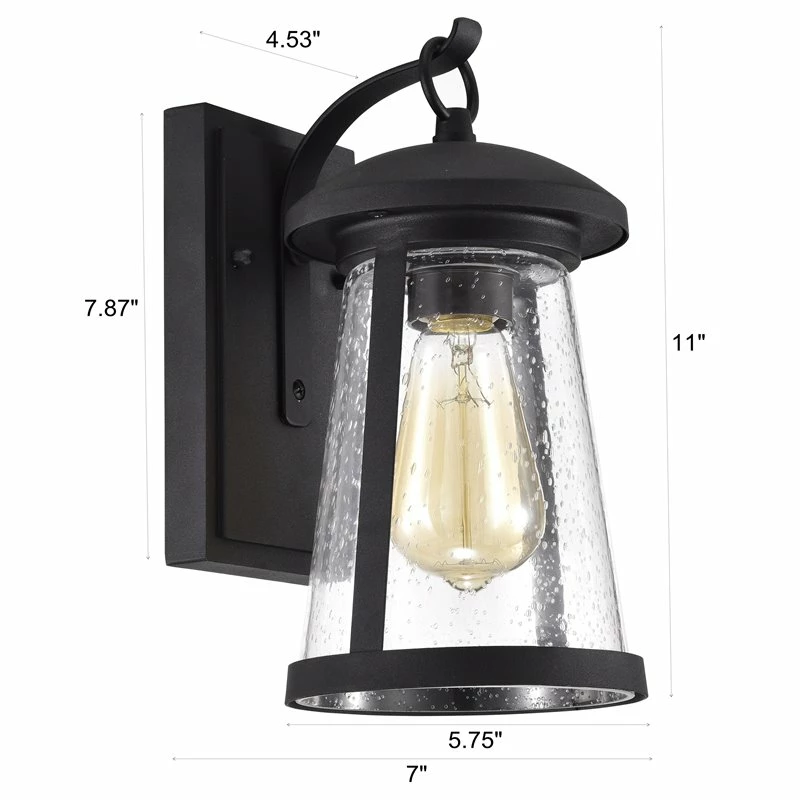 Discount π Chloe Lighting Freya 11" 1-Light Steel And Glass Outdoor Wall Sconce In Black π₯ - Image 4