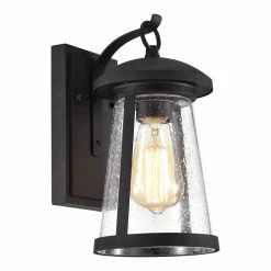 Discount π Chloe Lighting Freya 11" 1-Light Steel And Glass Outdoor Wall Sconce In Black π₯