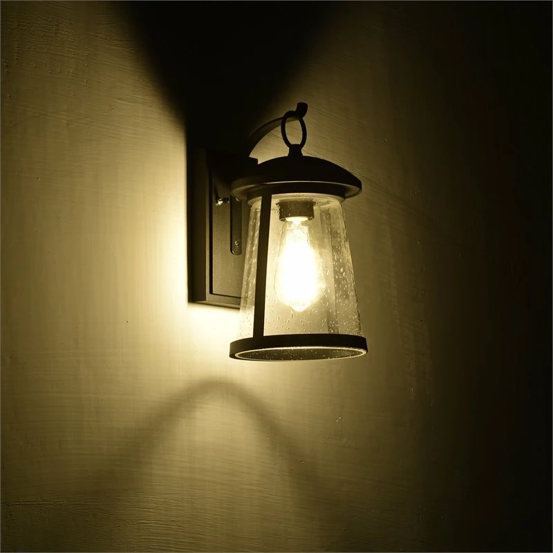 New π Chloe Lighting Freya 12" 1-Light Steel And Glass Outdoor Wall Sconce In Black π - Image 3