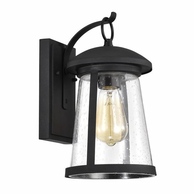New π Chloe Lighting Freya 12" 1-Light Steel And Glass Outdoor Wall Sconce In Black π - Image 5