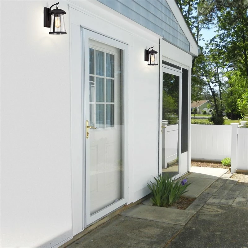 New π Chloe Lighting Freya 12" 1-Light Steel And Glass Outdoor Wall Sconce In Black π - Image 11