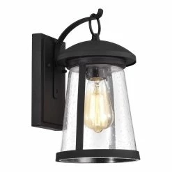 New π Chloe Lighting Freya 12" 1-Light Steel And Glass Outdoor Wall Sconce In Black π