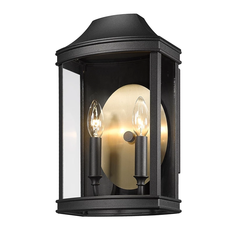 Cheap 𧨠Golden Lighting Cohen Outdoor Wall Mount In Natural Black With Brushed Champagne Bronze Shade β€οΈ