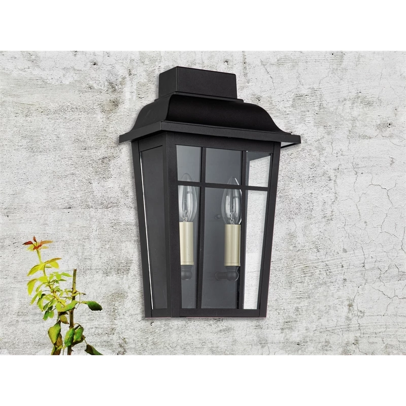 Budget π ELE Light & Decor Ellington Transitional 2-Light Outdoor Wall Lantern 14-in Matte Black β - Image 2
