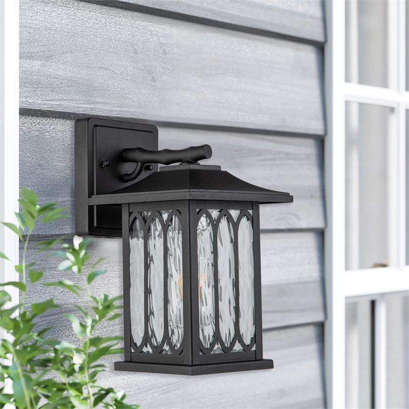 Coupon β ELE Light & Decor Windfall Farmhouse 1-Light Wall Lantern Sconces 12-in Textured Glass Matte Black π
