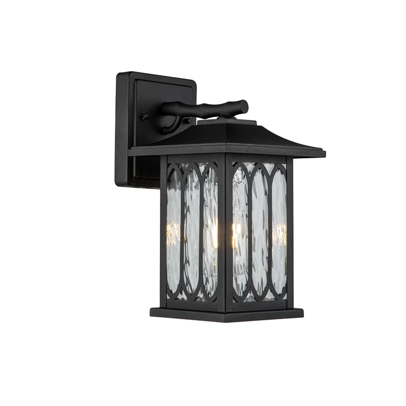 Coupon β ELE Light & Decor Windfall Farmhouse 1-Light Wall Lantern Sconces 12-in Textured Glass Matte Black π - Image 2