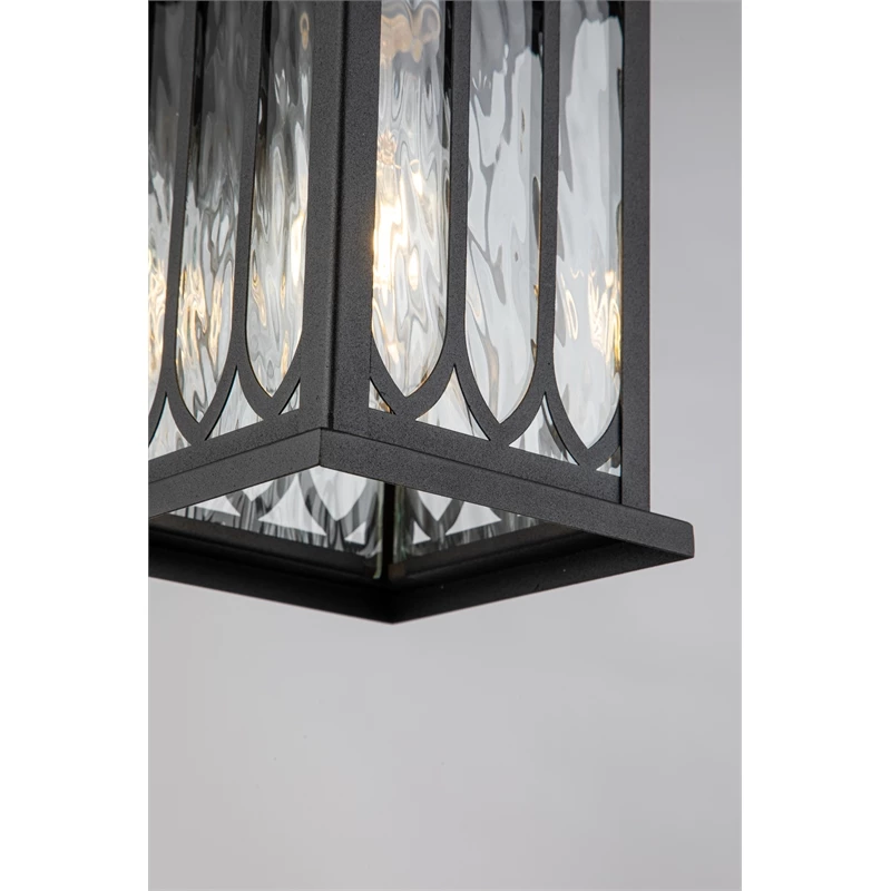 Coupon β ELE Light & Decor Windfall Farmhouse 1-Light Wall Lantern Sconces 12-in Textured Glass Matte Black π - Image 4