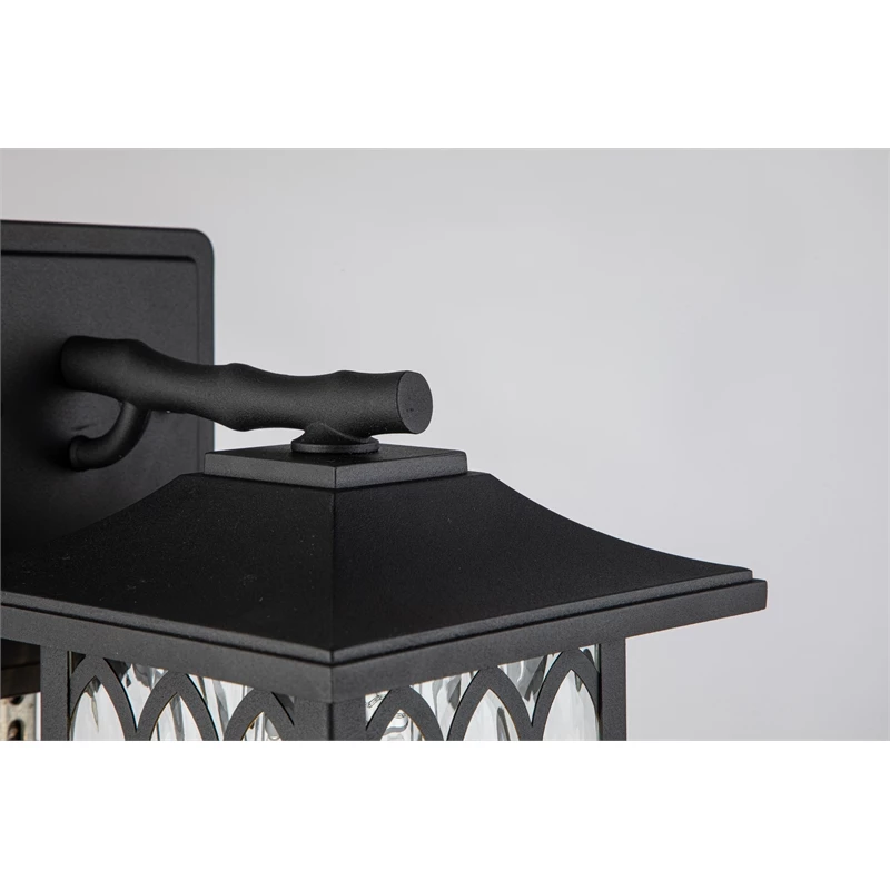 Coupon β ELE Light & Decor Windfall Farmhouse 1-Light Wall Lantern Sconces 12-in Textured Glass Matte Black π - Image 6